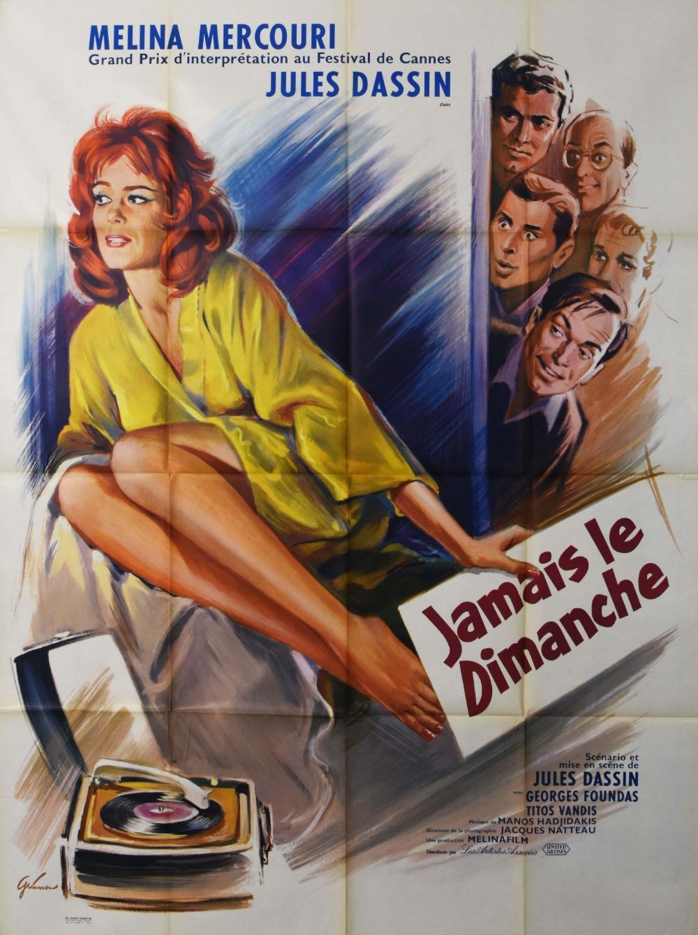 Never on Sunday original movie poster